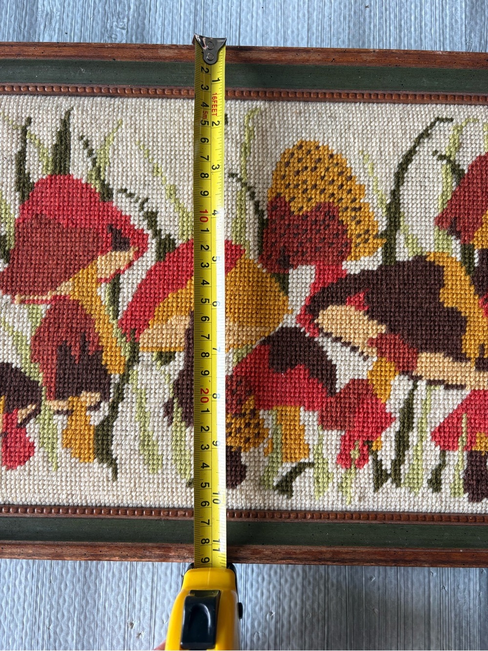 Vintage Multi-Colored Mushroom Crewel Embroidered Framed Art - Picture 2 of 8